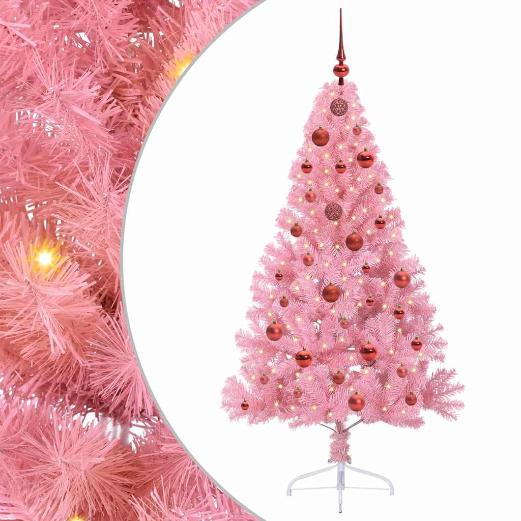 Künstlicher vorbeleuchteter Weihnachtsbaum Rosa 150 cm PVC
