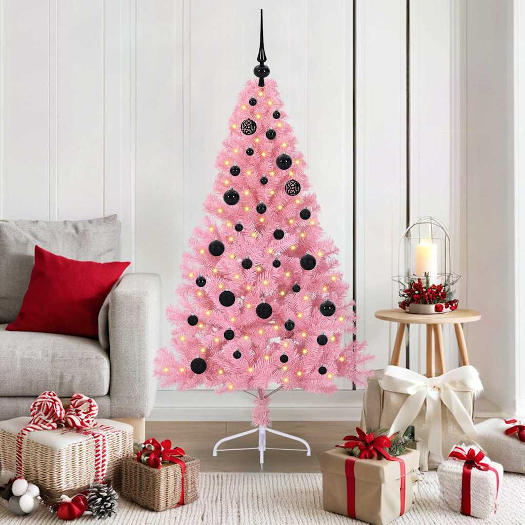 Künstlicher vorbeleuchteter Weihnachtsbaum Rosa 150 cm PVC