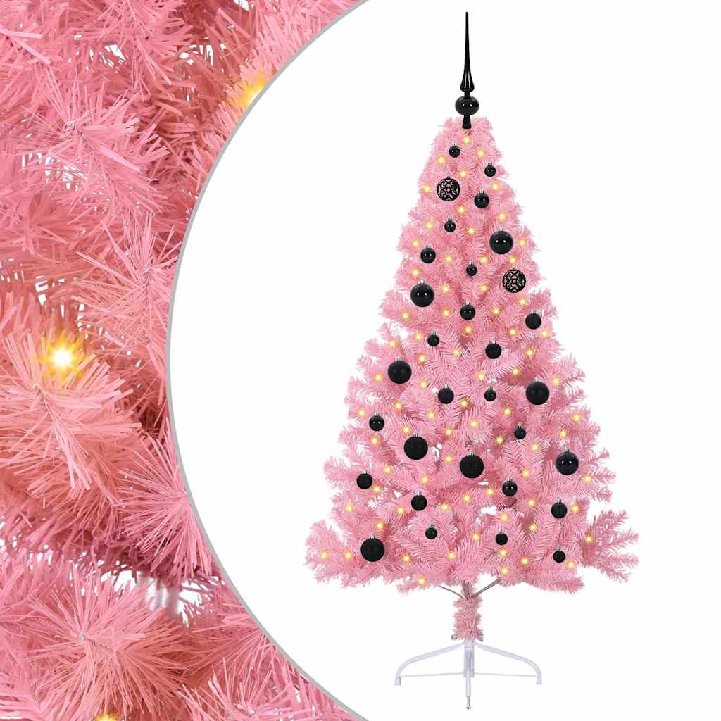 Künstlicher vorbeleuchteter Weihnachtsbaum Rosa 150 cm PVC