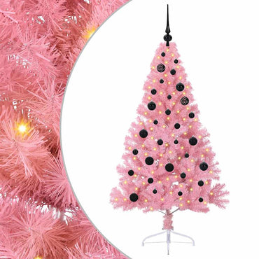 vidaXL Künstlicher vorbeleuchteter Weihnachtsbaum Rosa 150 cm PVC