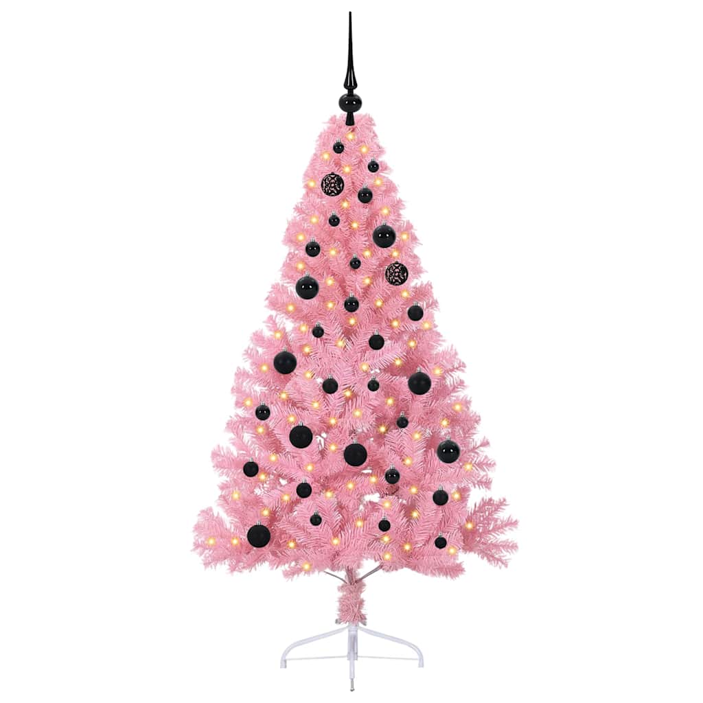 Künstlicher vorbeleuchteter Weihnachtsbaum Rosa 150 cm PVC