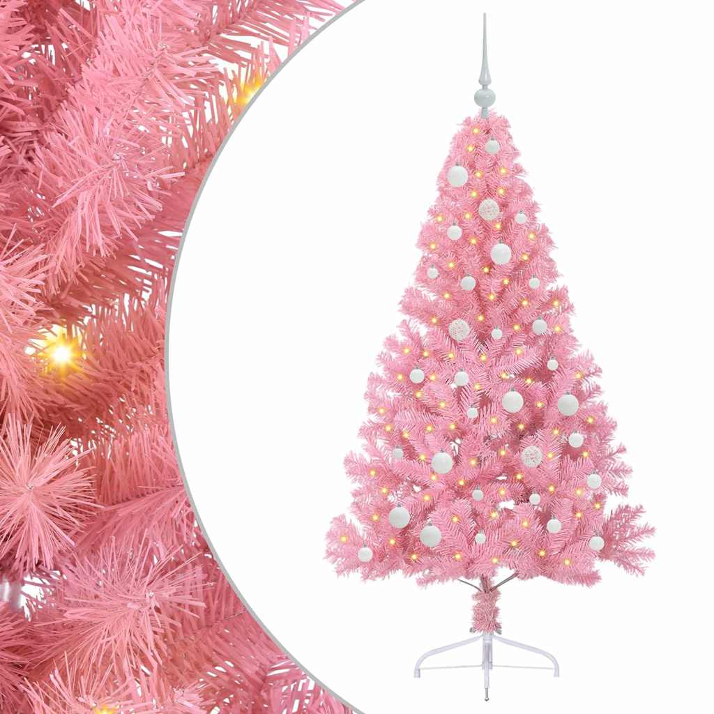 Künstlicher vorbeleuchteter Weihnachtsbaum Rosa 150 cm PVC