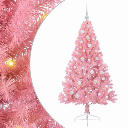 Künstlicher vorbeleuchteter Weihnachtsbaum Rosa 150 cm PVC