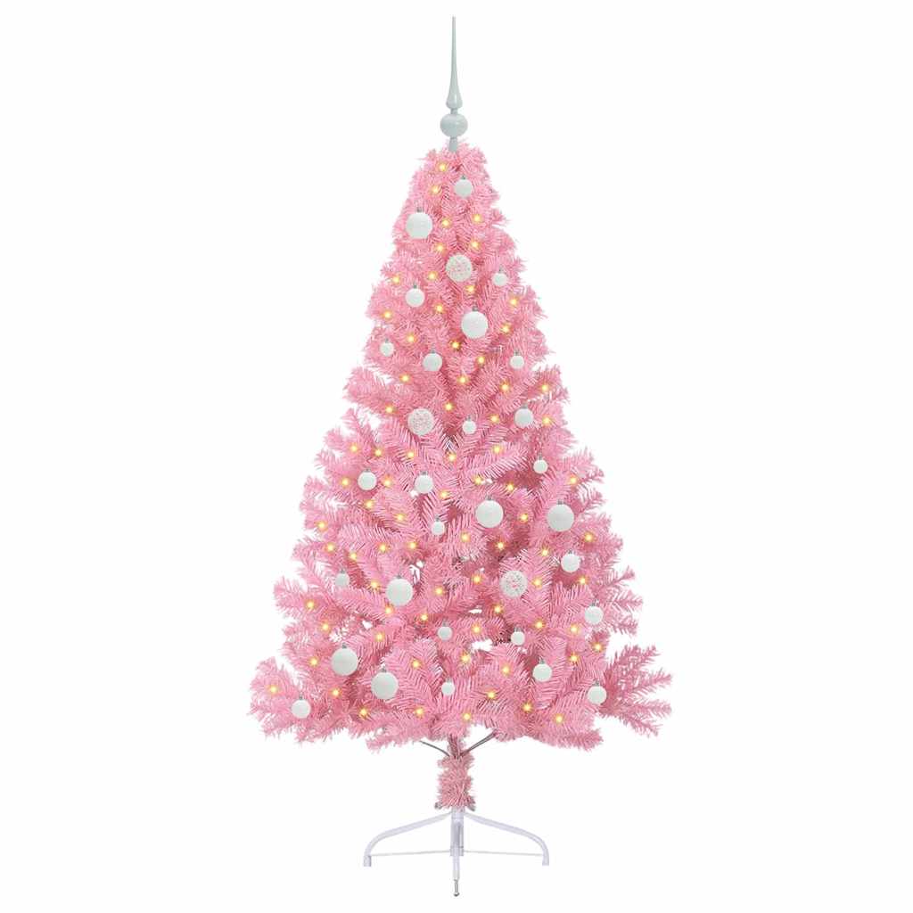 Künstlicher vorbeleuchteter Weihnachtsbaum Rosa 150 cm PVC