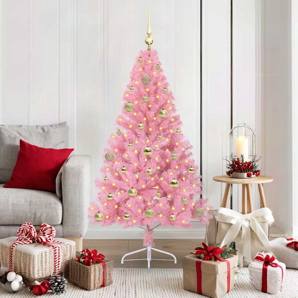 Künstlicher vorbeleuchteter Weihnachtsbaum Rosa 150 cm PVC