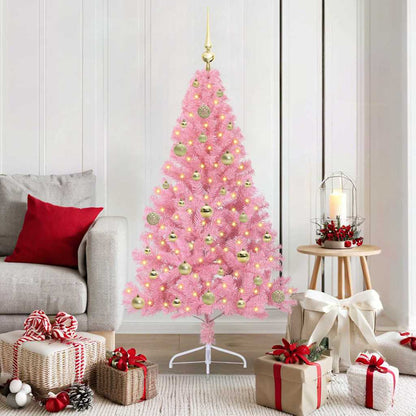 Künstlicher vorbeleuchteter Weihnachtsbaum Rosa 150 cm PVC