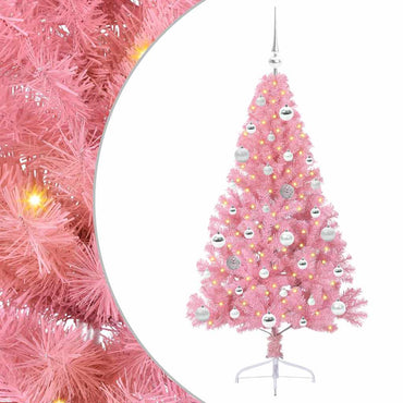 vidaXL Künstlicher vorbeleuchteter Weihnachtsbaum Rosa 150 cm PVC