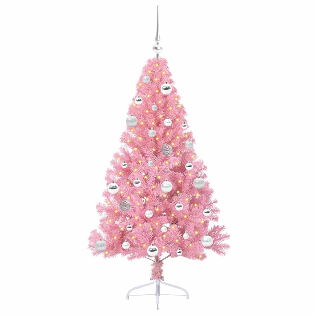 Künstlicher vorbeleuchteter Weihnachtsbaum Rosa 150 cm PVC