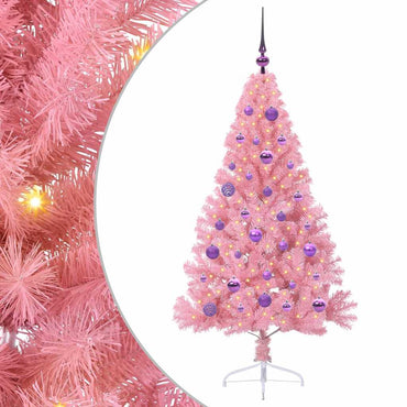 vidaXL Künstlicher vorbeleuchteter Weihnachtsbaum Rosa 150 cm PVC