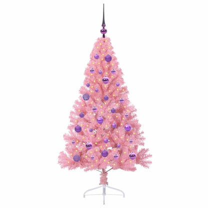 vidaXL Künstlicher vorbeleuchteter Weihnachtsbaum Rosa 150 cm PVC