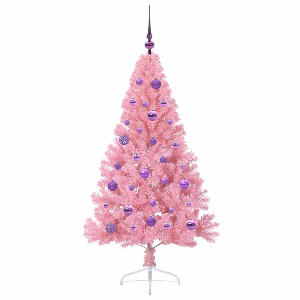 vidaXL Künstlicher vorbeleuchteter Weihnachtsbaum Rosa 150 cm PVC