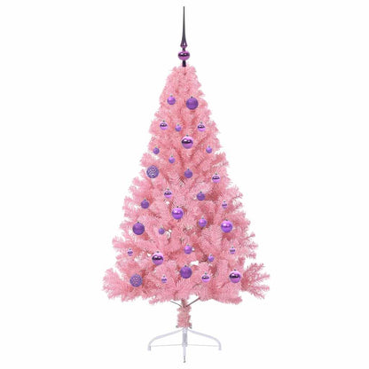 vidaXL Künstlicher vorbeleuchteter Weihnachtsbaum Rosa 150 cm PVC