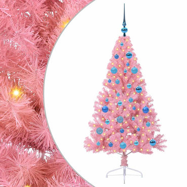 vidaXL Künstlicher vorbeleuchteter Weihnachtsbaum Rosa 150 cm PVC