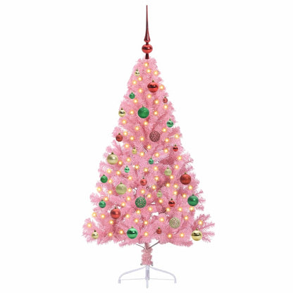 vidaXL Künstlicher vorbeleuchteter Weihnachtsbaum Rosa 150 cm PVC