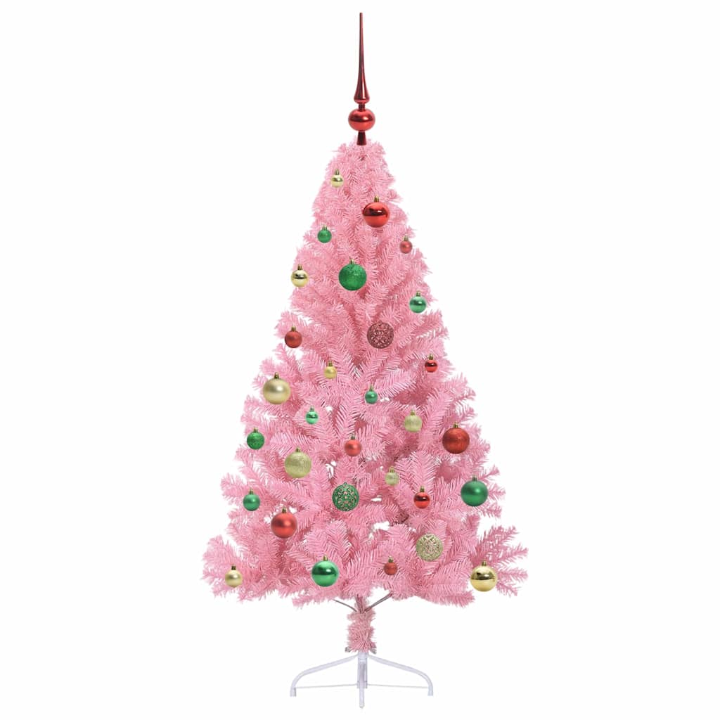 vidaXL Künstlicher vorbeleuchteter Weihnachtsbaum Rosa 150 cm PVC