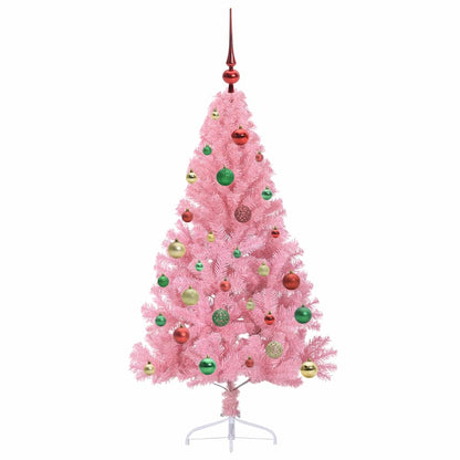 vidaXL Künstlicher vorbeleuchteter Weihnachtsbaum Rosa 150 cm PVC
