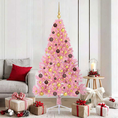 vidaXL Künstlicher vorbeleuchteter Weihnachtsbaum Rosa 180 cm PVC