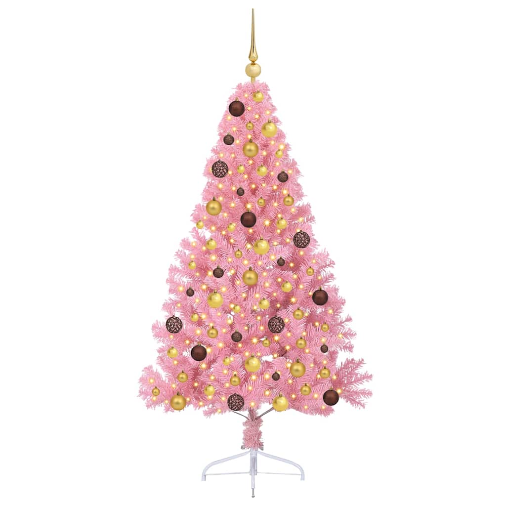 vidaXL Künstlicher vorbeleuchteter Weihnachtsbaum Rosa 180 cm PVC