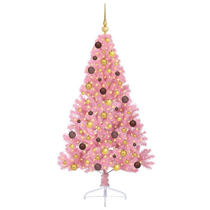 vidaXL Künstlicher vorbeleuchteter Weihnachtsbaum Rosa 180 cm PVC