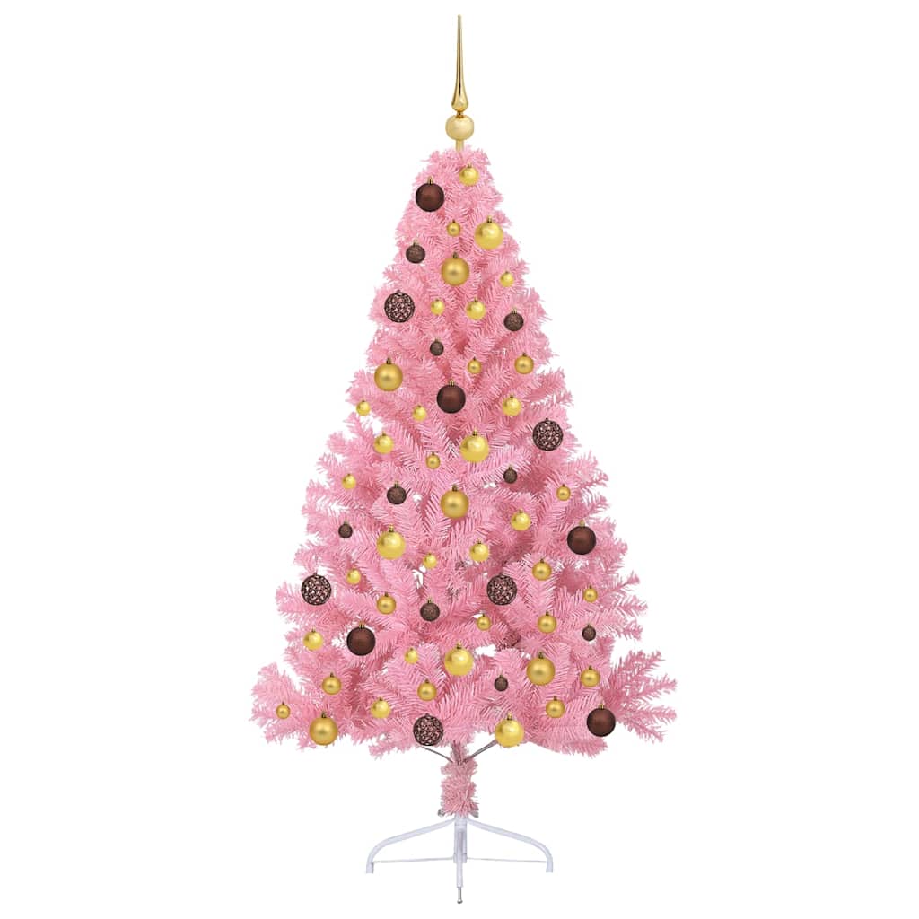 vidaXL Künstlicher vorbeleuchteter Weihnachtsbaum Rosa 180 cm PVC
