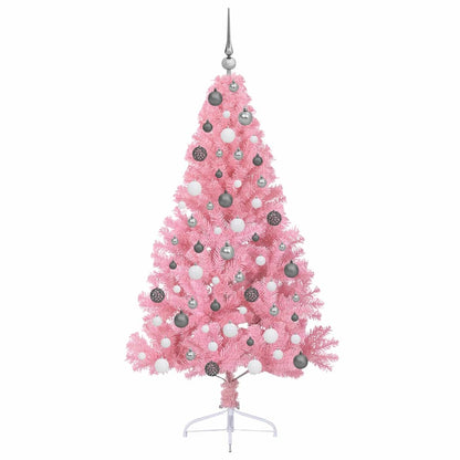 vidaXL Sapin de Noël artificiel pré-éclairé rose 180 cm PVC