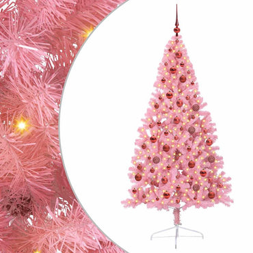 vidaXL Künstlicher vorbeleuchteter Weihnachtsbaum Rosa 180 cm PVC