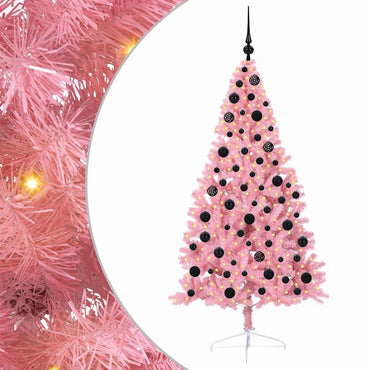vidaXL Sapin de Noël artificiel pré-éclairé rose 180 cm PVC