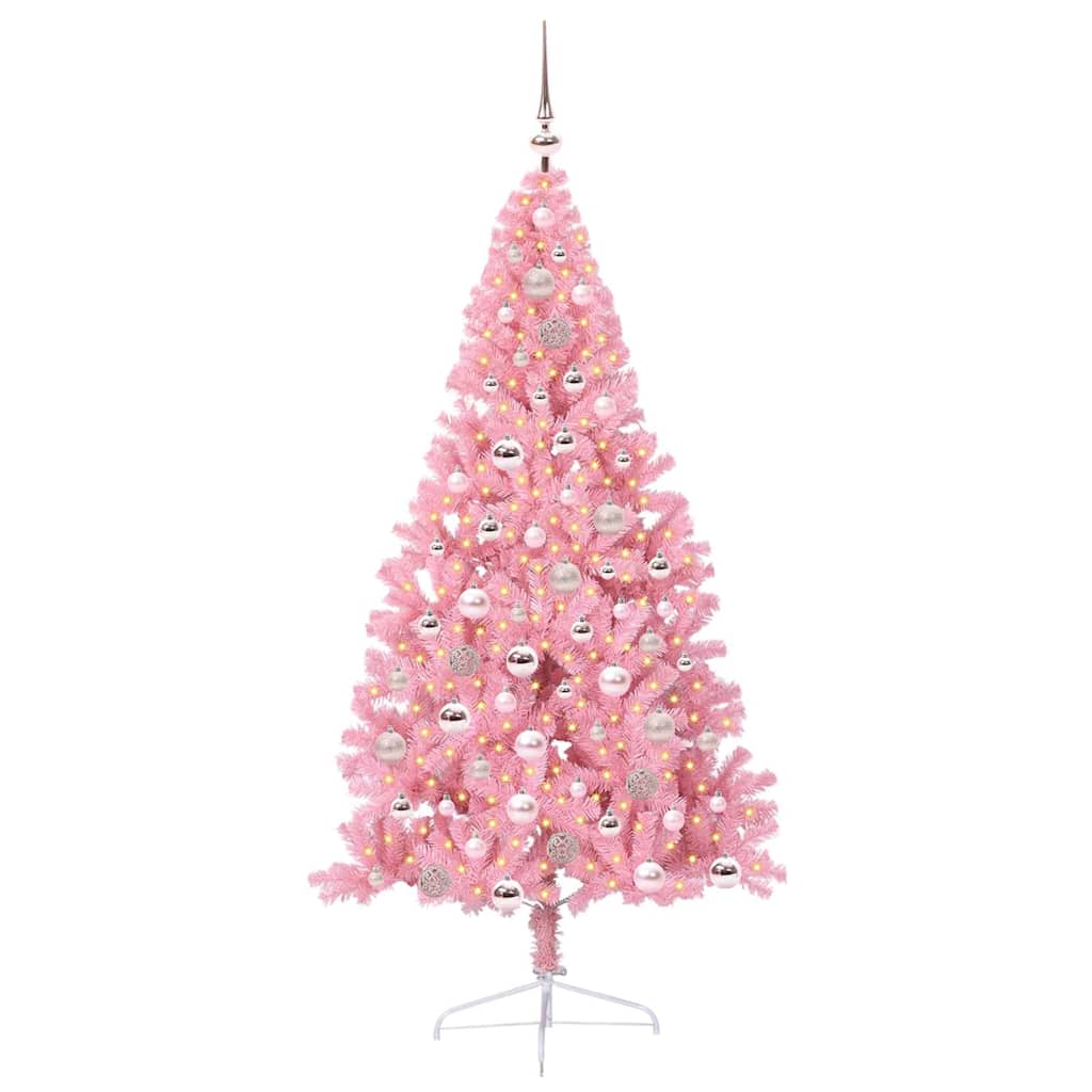 Künstlicher vorbeleuchteter Weihnachtsbaum Rosa 180 cm PVC