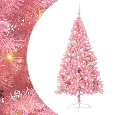 vidaXL Sapin de Noël artificiel pré-éclairé rose 180 cm PVC
