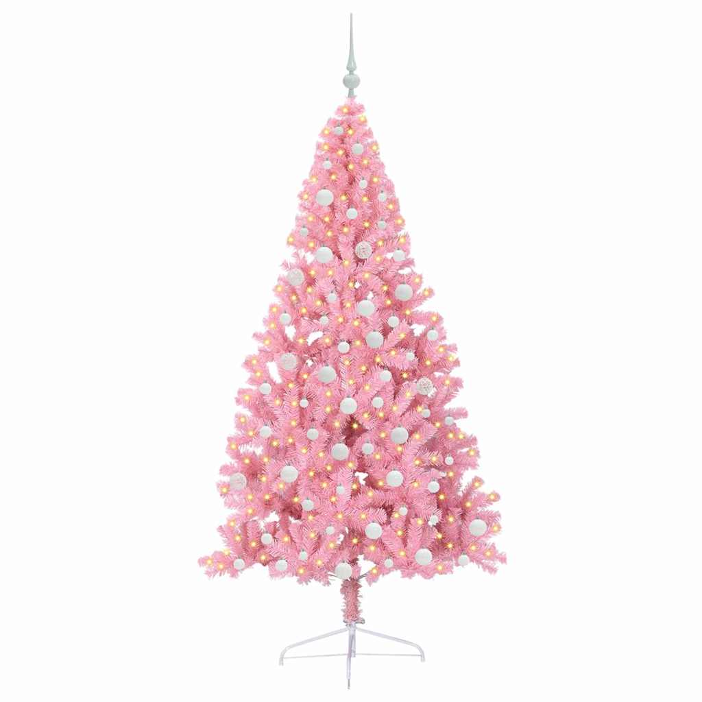 Künstlicher vorbeleuchteter Weihnachtsbaum Rosa 180 cm PVC