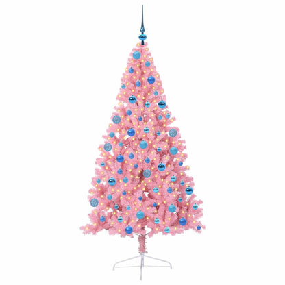 vidaXL Sapin de Noël artificiel pré-éclairé rose 180 cm PVC