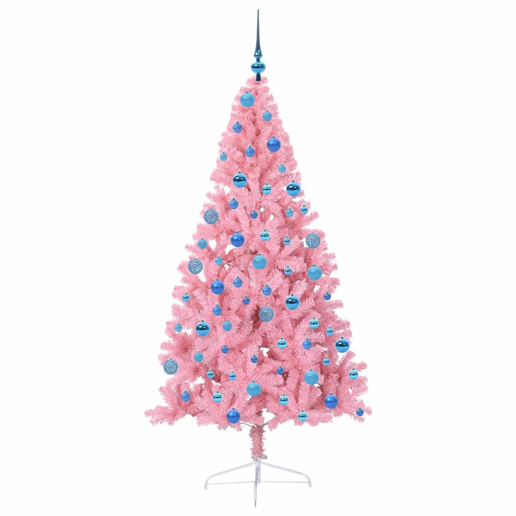 vidaXL Sapin de Noël artificiel pré-éclairé rose 180 cm PVC