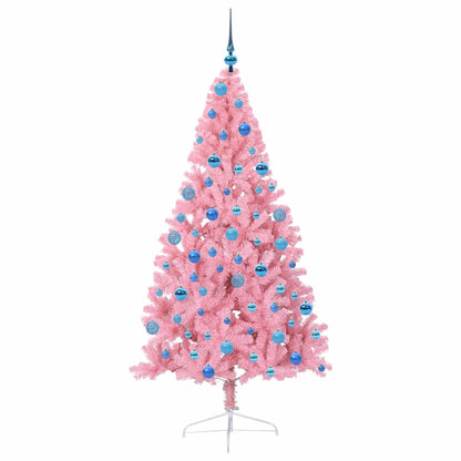 vidaXL Sapin de Noël artificiel pré-éclairé rose 180 cm PVC