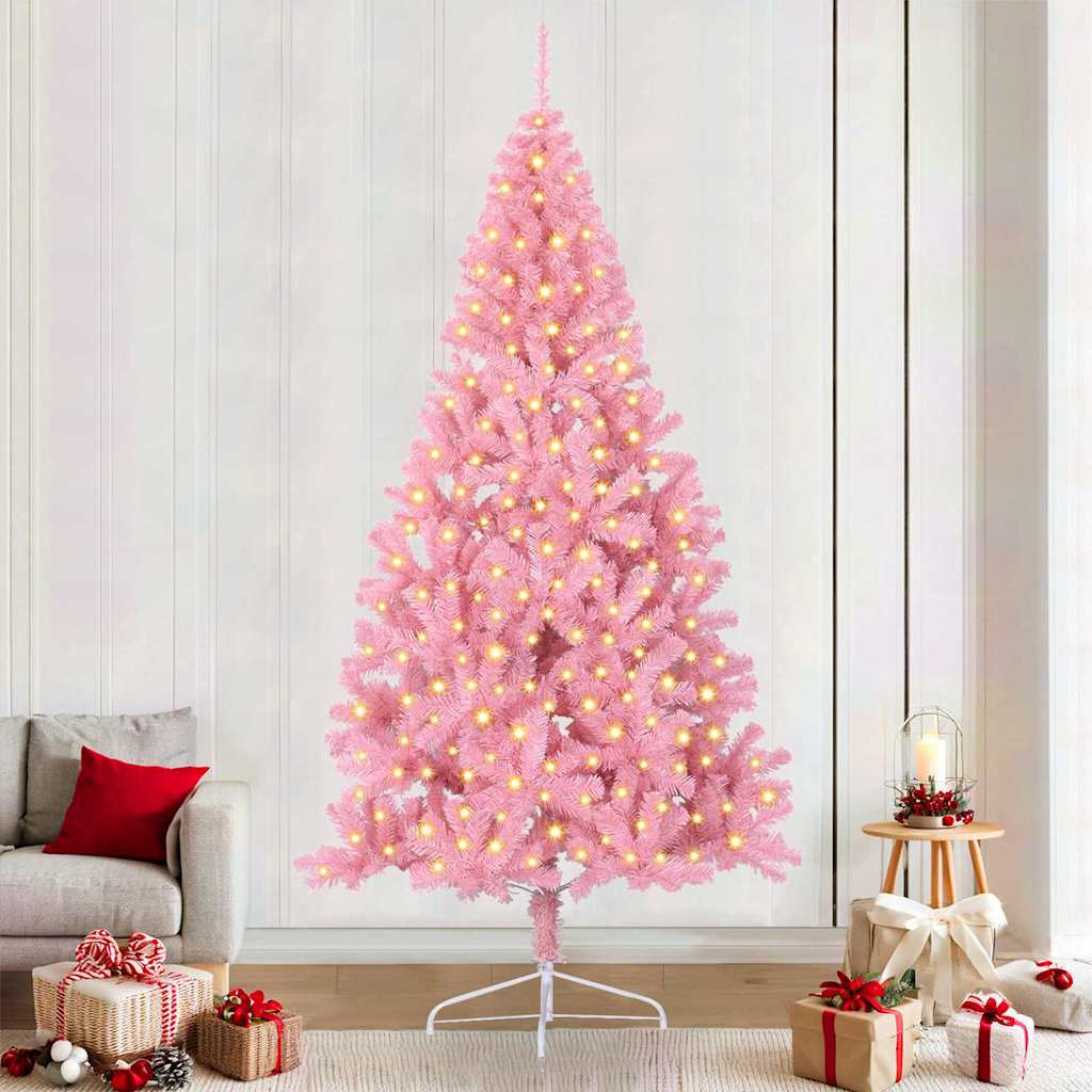 vidaXL Künstlicher vorbeleuchteter Weihnachtsbaum Rosa 240 cm PVC