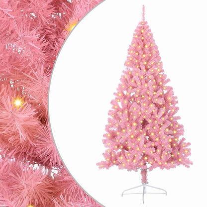 vidaXL Künstlicher vorbeleuchteter Weihnachtsbaum Rosa 240 cm PVC