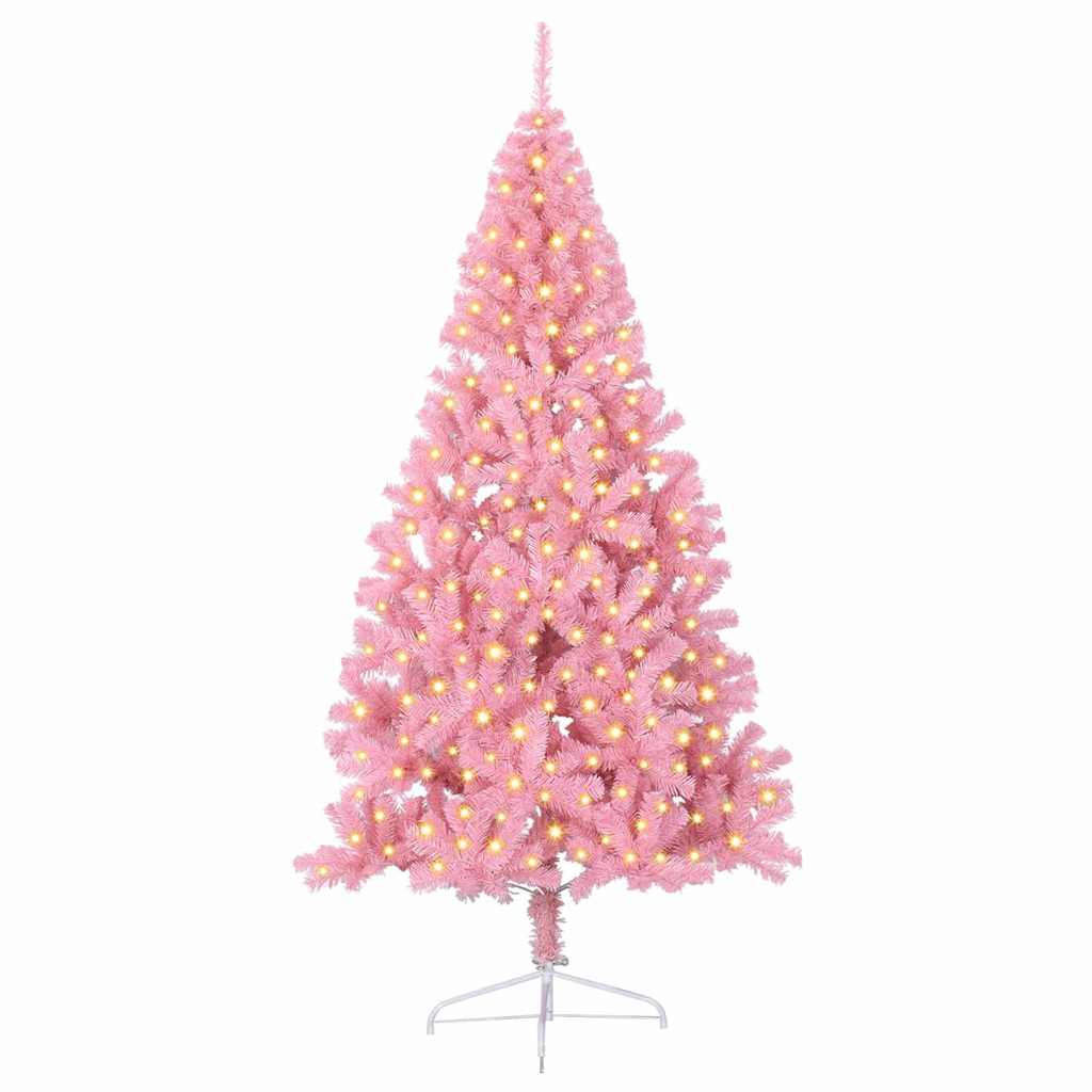 vidaXL Künstlicher vorbeleuchteter Weihnachtsbaum Rosa 240 cm PVC