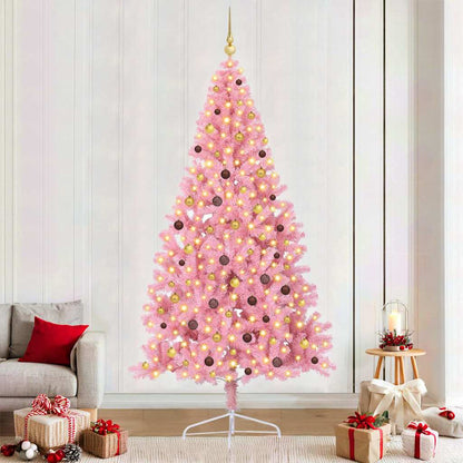 vidaXL Künstlicher vorbeleuchteter Weihnachtsbaum Rosa 240 cm PVC