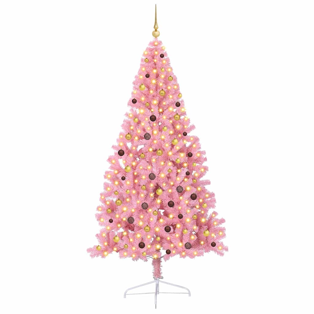 vidaXL Künstlicher vorbeleuchteter Weihnachtsbaum Rosa 240 cm PVC