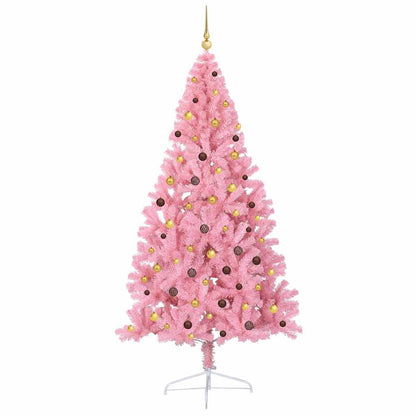 vidaXL Künstlicher vorbeleuchteter Weihnachtsbaum Rosa 240 cm PVC