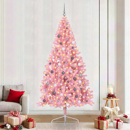 vidaXL Künstlicher vorbeleuchteter Weihnachtsbaum Rosa 240 cm PVC