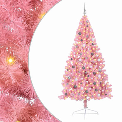 vidaXL Künstlicher vorbeleuchteter Weihnachtsbaum Rosa 240 cm PVC