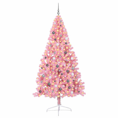 vidaXL Künstlicher vorbeleuchteter Weihnachtsbaum Rosa 240 cm PVC