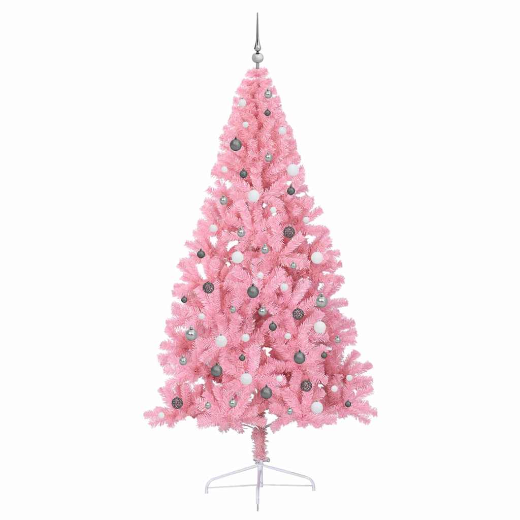 vidaXL Künstlicher vorbeleuchteter Weihnachtsbaum Rosa 240 cm PVC