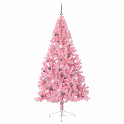vidaXL Künstlicher vorbeleuchteter Weihnachtsbaum Rosa 240 cm PVC