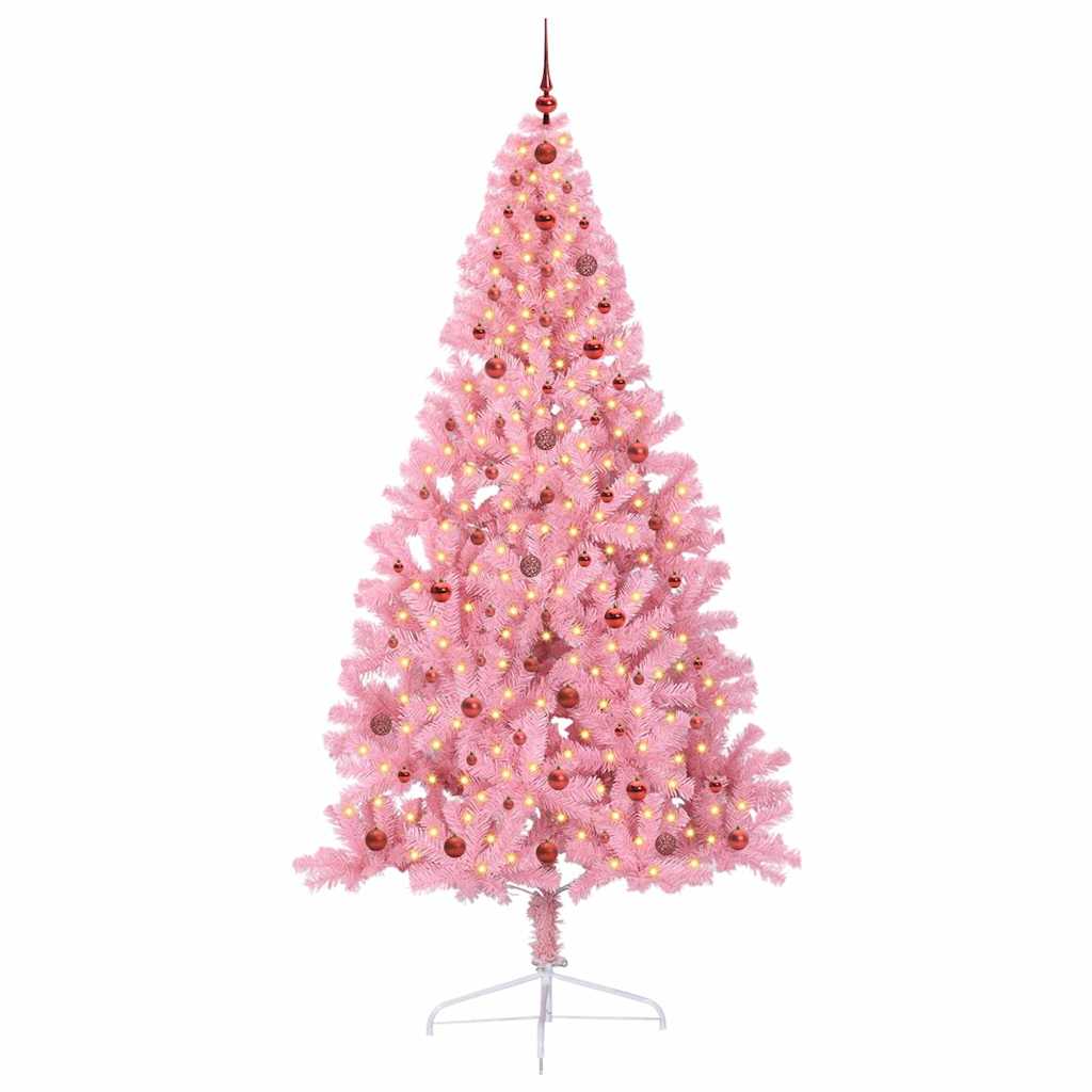 vidaXL Künstlicher vorbeleuchteter Weihnachtsbaum Rosa 240 cm PVC