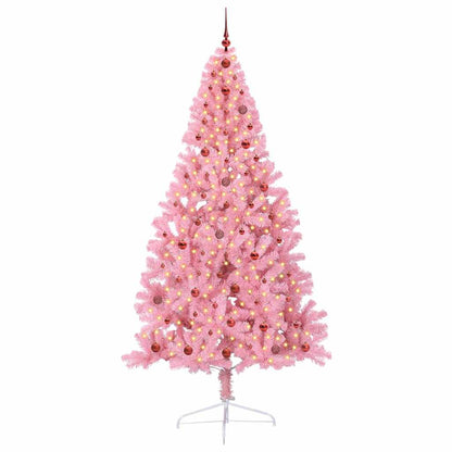 vidaXL Künstlicher vorbeleuchteter Weihnachtsbaum Rosa 240 cm PVC