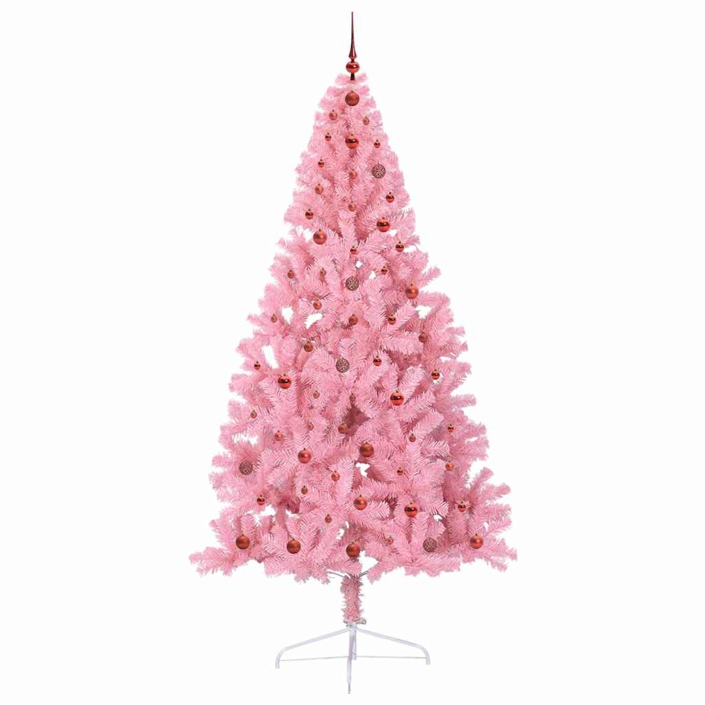vidaXL Künstlicher vorbeleuchteter Weihnachtsbaum Rosa 240 cm PVC