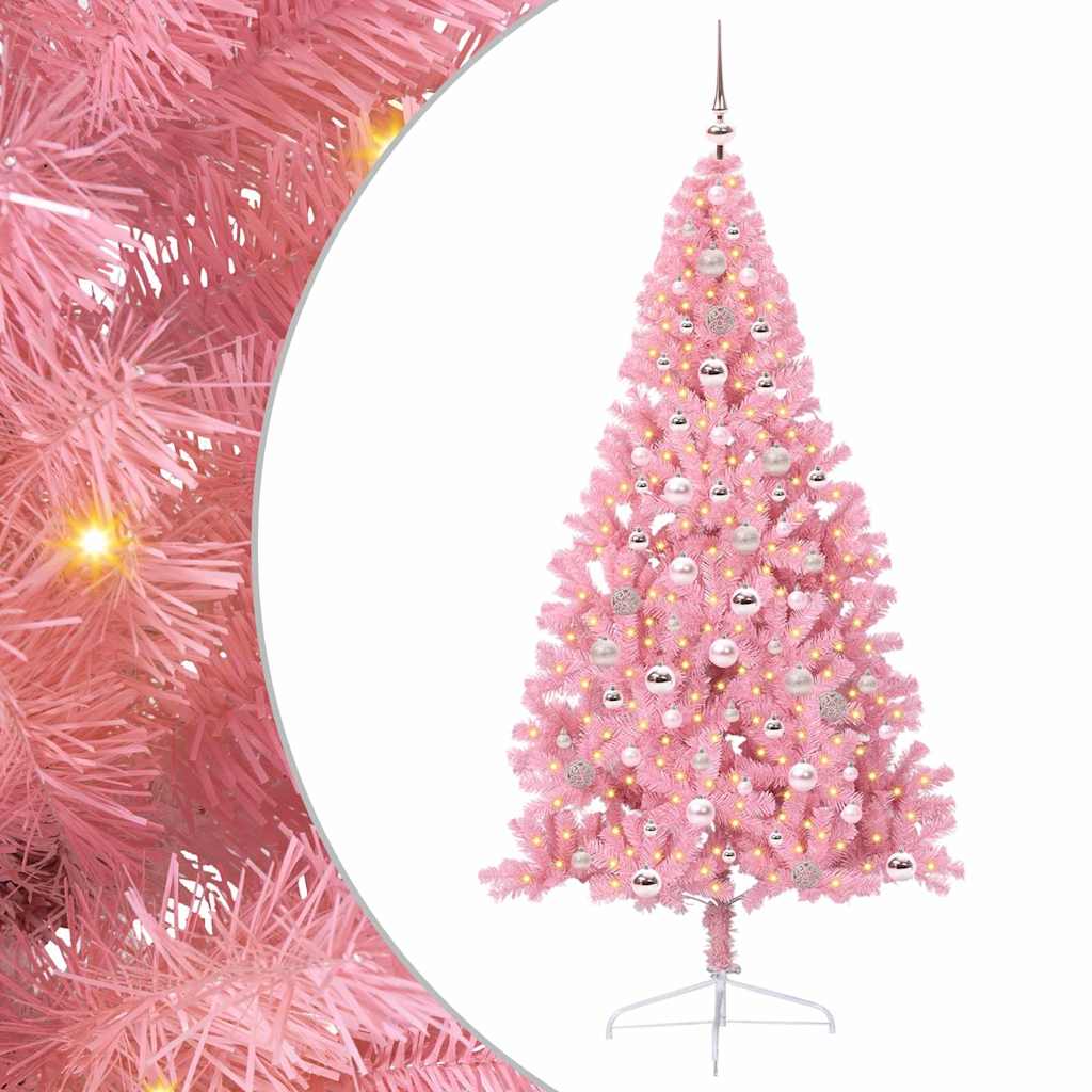 vidaXL Künstlicher vorbeleuchteter Weihnachtsbaum Rosa 240 cm PVC