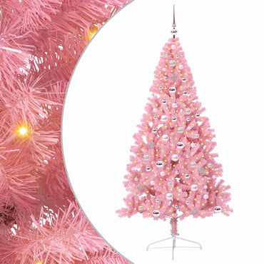 vidaXL Künstlicher vorbeleuchteter Weihnachtsbaum Rosa 240 cm PVC
