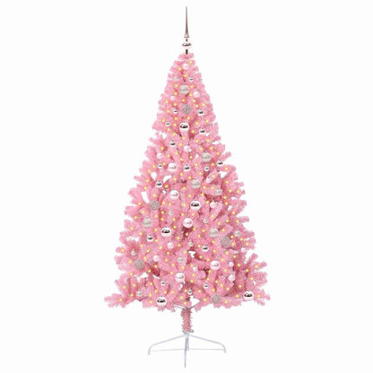 vidaXL Künstlicher vorbeleuchteter Weihnachtsbaum Rosa 240 cm PVC